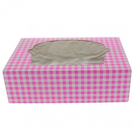 Pudełka na 6 Babeczki z Stojakiem 24,3x16,5x7,5cm Różowe (100 Sztuk)