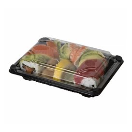 Sushi Tray and Lid PLA Black 13,0x18 cm (100 Units)