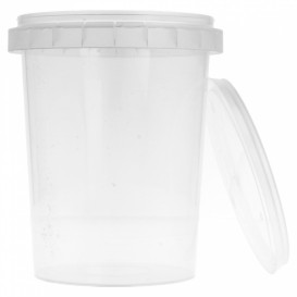 Pojemniki Plastikowe z Pokrywką z Plombą 520 ml Ø9,5 (380 Sztuk)