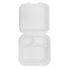 Opakowania MenuBox Trzciny Cukrowej 3C Białe 20x20x7,5cm (50 Sztuk)