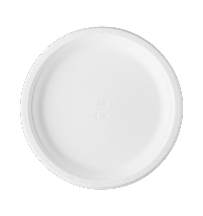 Talerz Trzciny Cukrowej Bagasse Białe Ø25,3 cm (50 Sztuk)