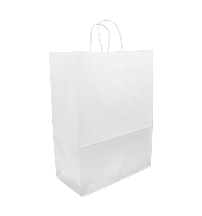 Torby Papierowe Kraft Białe z Uchwytami 90g 32+16x43 cm (50 Sztuk) Torby Papierowe Kraft Białe z Uchwytami 90g 32+16x43 cm (50 Sztuk)
