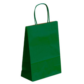 Torby Papierowe Kraft Zielone z Uchwytami 80g 26+14x32 cm (50 Sztuk)