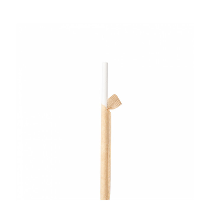 Słomki Prosto Papierowe Białe w Papierku Kraft Ø6mm 21cm (6000 Sztuk) Słomki Prosto Papierowe Białe w Papierku Kraft Ø6mm 21cm (6000 Sztuk)