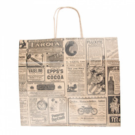 Miski Papierowe Kraft z Uchwytami "Times" 80g 26+14x32 cm (50 Sztuk)