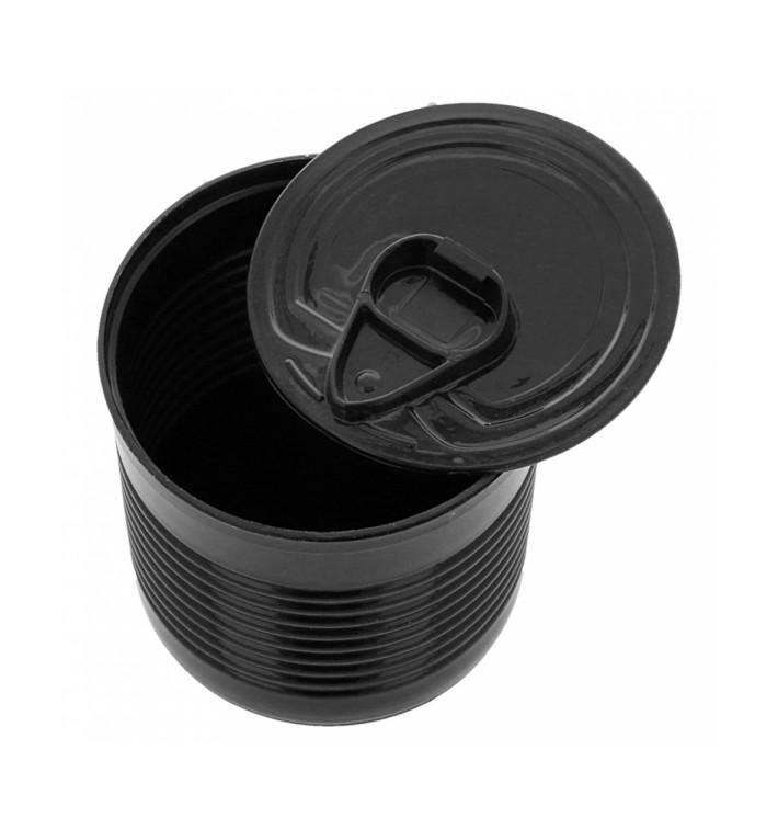 Tasting Plastic Tin Can PS Black 220ml Ø7,4x7cm (100 Units) Tasting Plastic Tin Can PS Black 220ml Ø7,4x7cm (100 Units)