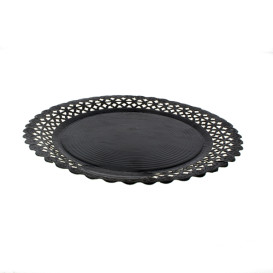 Talerz Papierowe Okrągłe Ozdobne Czarni 32 cm (50 Sztuk)