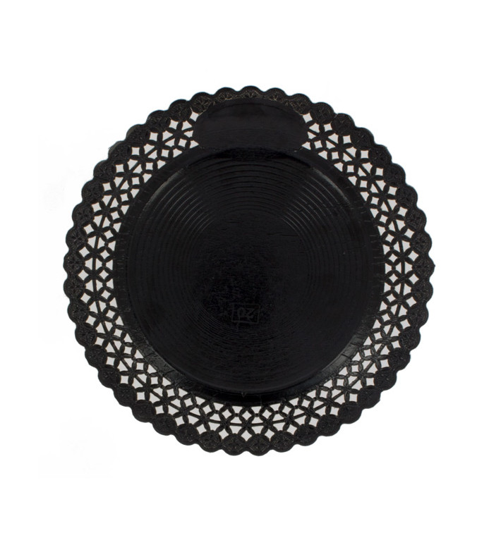 Talerz Papierowe Okrągłe Ozdobne Czarni 25 cm (100 Sztuk) Talerz Papierowe Okrągłe Ozdobne Czarni 25 cm (100 Sztuk)