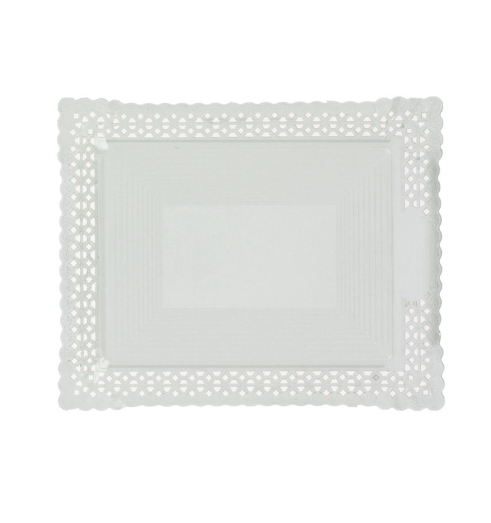 Tacki Papierowe Ozdobne Białe 18x25 cm (100 Sztuk) Tacki Papierowe Ozdobne Białe 18x25 cm (100 Sztuk)