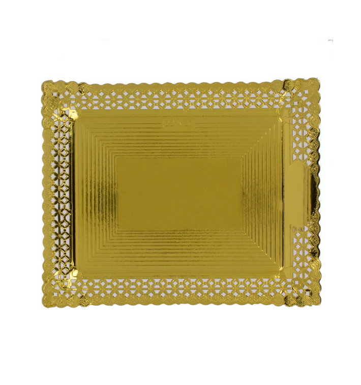 Tacki Papierowe Ozdobne Złote 22x27 cm (100 Sztuk) Tacki Papierowe Ozdobne Złote 22x27 cm (100 Sztuk)