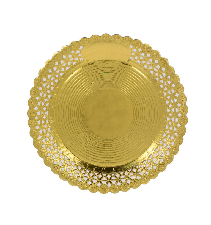 Talerz Papierowe Okrągłe Ozdobne Złote 20 cm (50 Sztuk) Talerz Papierowe Okrągłe Ozdobne Złote 20 cm (50 Sztuk)