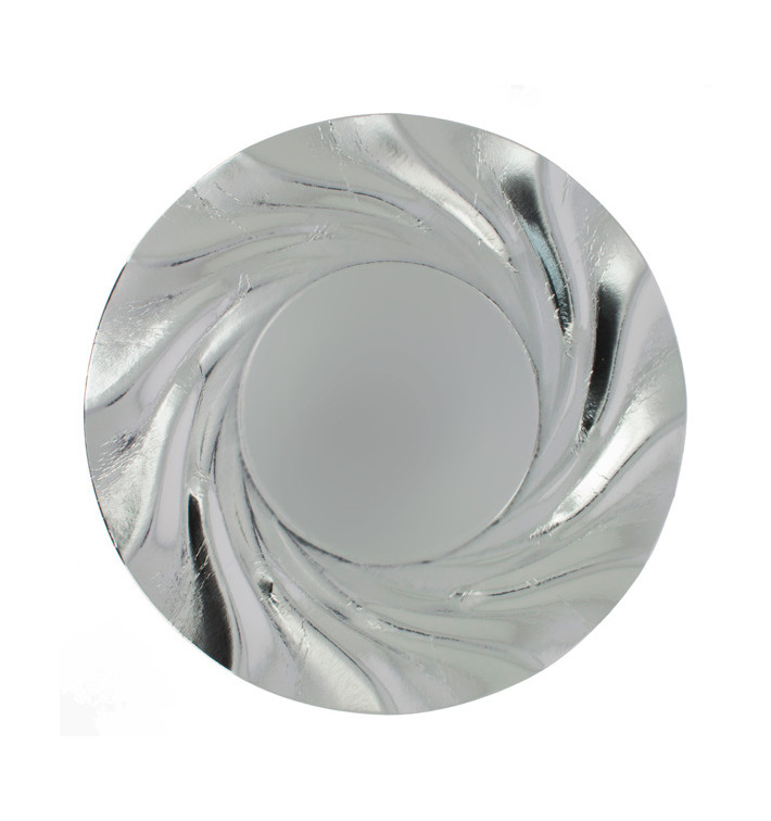 Talerz Papierowe Okrągłe Srebrne Akwarium 350 mm (25 Sztuk) Talerz Papierowe Okrągłe Srebrne Akwarium 350 mm (25 Sztuk)