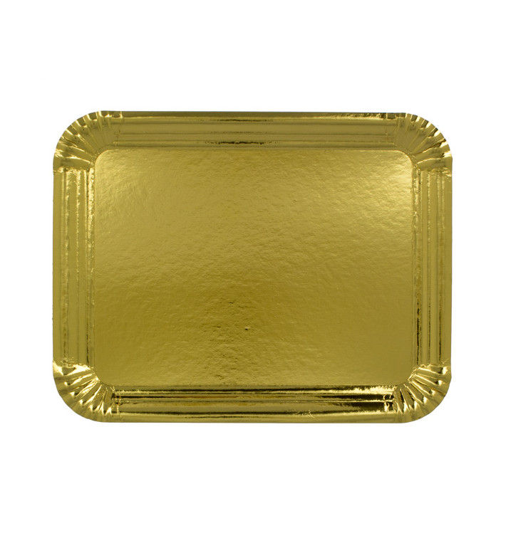 Tacki Papierowe Prostokątny Złote 22x28cm (100 Sztuk) Tacki Papierowe Prostokątny Złote 22x28cm (100 Sztuk)