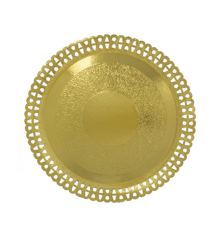 Talerz Papierowe Okrągłe Ozdobne Złote 330 mm (50 Sztuk) Talerz Papierowe Okrągłe Ozdobne Złote 330 mm (50 Sztuk)