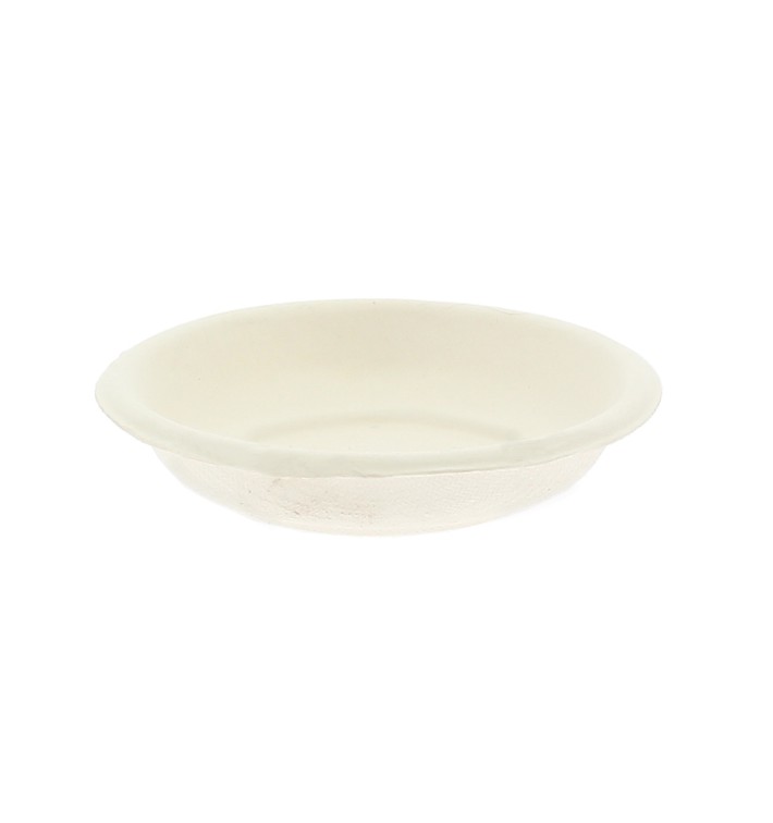 Sugarcane Mini Plate Round Shape White Ø7,5cm (3000 Units)