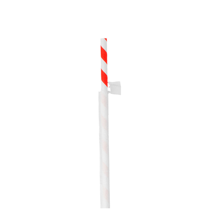 Słomki Prosto Papierowe w Papierku Ø6mm 20cm (6000 Sztuk) Słomki Prosto Papierowe w Papierku Ø6mm 20cm (6000 Sztuk)