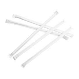 Słomki Prosto Papierowe Białe w Papierku Ø6mm 19,7cm (3000 Sztuk)