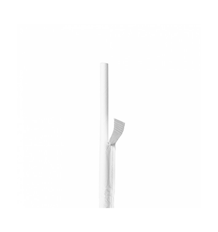 Słomki Prosto Papierowe Białe w Papierku Ø6mm 19,7cm (500 Sztuk) Słomki Prosto Papierowe Białe w Papierku Ø6mm 19,7cm (500 Sztuk)