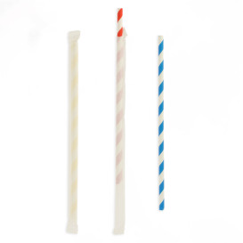 Słomki Elastyczny Papierowe Asortyment w Papierku Ø6mm 23cm (6000 Sztuk)