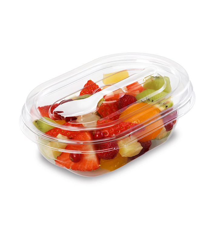 Miski na Zawi z Uchwytamich APET z Widelczyki 370ml 190x140x64mm (100 Sztuk) Miski na Zawi z Uchwytamich APET z Widelczyki 370ml 190x140x64mm (100 Sztuk)