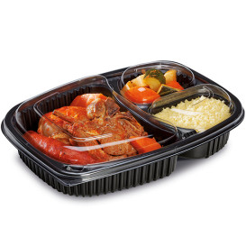 Pojemniki Prostokątny PP Czarni 3C 1250ml 255x189x45mm (40 Sztuk)