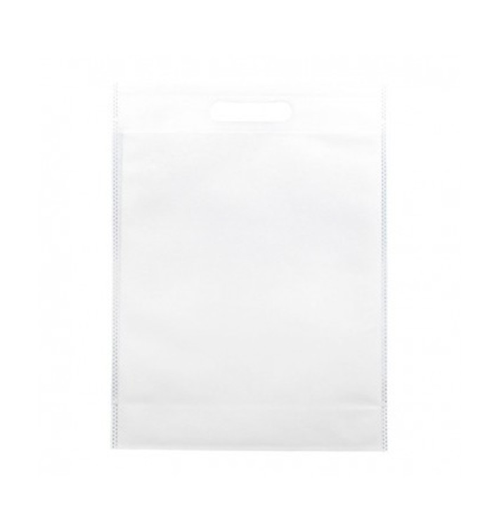 Non-Woven Bag with Die-cut Handles White 30+10x40cm (200 Units)