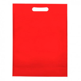 Non-Woven Bag with Die-cut Handles Red 30+10x40cm (200 Units)