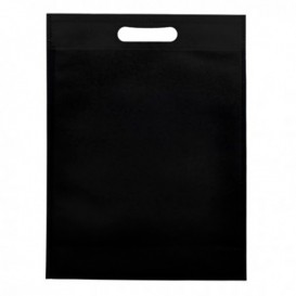 Non-Woven Bag with Die-cut Handles Black 30+10x40cm (25 Units)