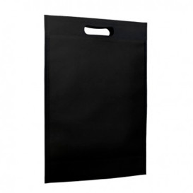 Non-Woven Bag with Die-cut Handles Black 30+10x40cm (25 Units)