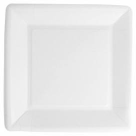 Talerz Papierowe Biocated Białe Kwadratowi 23cm (20 Sztuk)