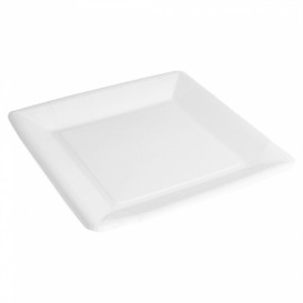 Talerz Papierowe Biocated Białe Kwadratowi 23cm (20 Sztuk)