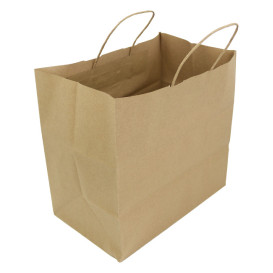 Torby Papierowe Kraft Brązowe z Uchwytami 100g 30+18x29cm (200 Sztuk)