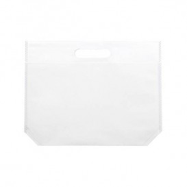 Non-Woven Bag with Die-cut Handles White 34+8x26cm (25 Units)