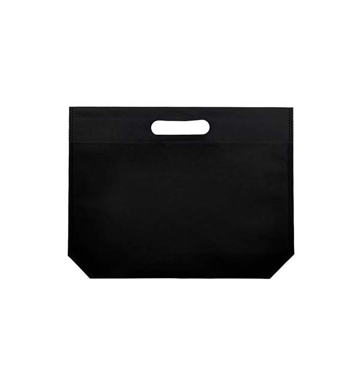 Non-Woven Bag with Die-cut Handles Black 34+8x26cm (200 Units) Non-Woven Bag with Die-cut Handles Black 34+8x26cm (200 Units)
