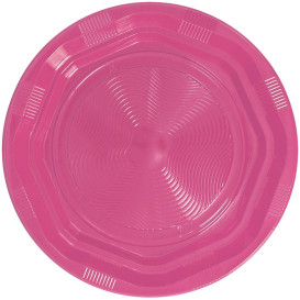 Talerz Głębokie Okrągłe Ośmioboczny Plastikowe PS Różowe Ø220 mm (250 Sztuk)