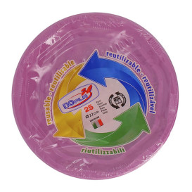 Talerz Głębokie Okrągłe Ośmioboczny Plastikowe PS Różowe Ø220 mm (250 Sztuk)