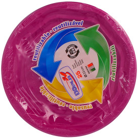 Talerz Głębokie Okrągłe Ośmioboczny Plastikowe PS Fuchsia Ø220 mm (250 Sztuk)