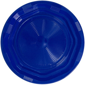 Talerz Głębokie Okrągłe Ośmioboczny Plastikowe PS Niebieski Ø220 mm (250 Sztuk)