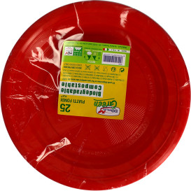 Talerz Skrobia Kukurydziana PLA Głębokie Czerwerne Ø220 mm (375 Sztuk)