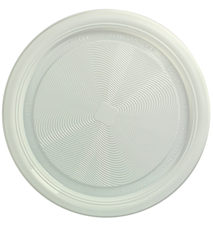 Talerz Skrobia Kukurydziana PLA Płaski Białe Ø220 mm (375 Sztuk) Talerz Skrobia Kukurydziana PLA Płaski Białe Ø220 mm (375 Sztuk)
