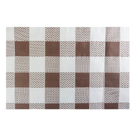 Pre-Cut Paper Tablecloth Brown Checkers 40g 1x1m (400 Units) 