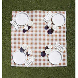 Pre-Cut Paper Tablecloth Brown Checkers 40g 1x1m (400 Units) 