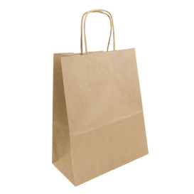 Torby Papierowe Kraft Brązowe z Uchwytami 100g 22+11x27cm (200 Sztuk)