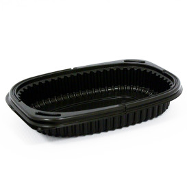 Pojemniki Prostokątny PP Czarni 400ml 190x140x32mm (40 Sztuk)