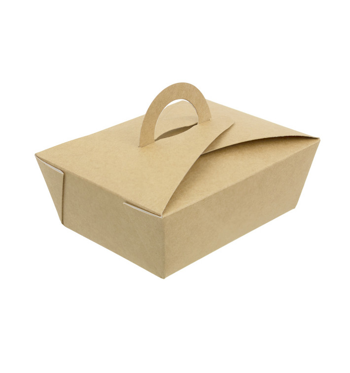 Pudełka na Wynos "Doggi Bag" Kraft z Uchwytami 12x9x5cm 750ml (25 Sztuk) Pudełka na Wynos "Doggi Bag" Kraft z Uchwytami 12x9x5cm 750ml (25 Sztuk)