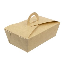 Pudełka na Wynos "Doggi Bag" Kraft z Uchwytami 16x9,5x6cm 1000ml (25 Sztuk)