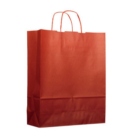 Torby Papierowe Kraft Czerwerne z Uchwytami 100g 25+11x31cm (200 Sztuk)