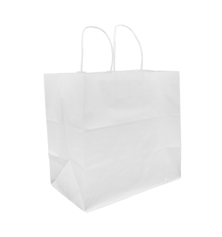 Torby Papierowe Kraft Białe z Uchwytami 80g 30+18x29cm (25 Sztuk) Torby Papierowe Kraft Białe z Uchwytami 80g 30+18x29cm (25 Sztuk)