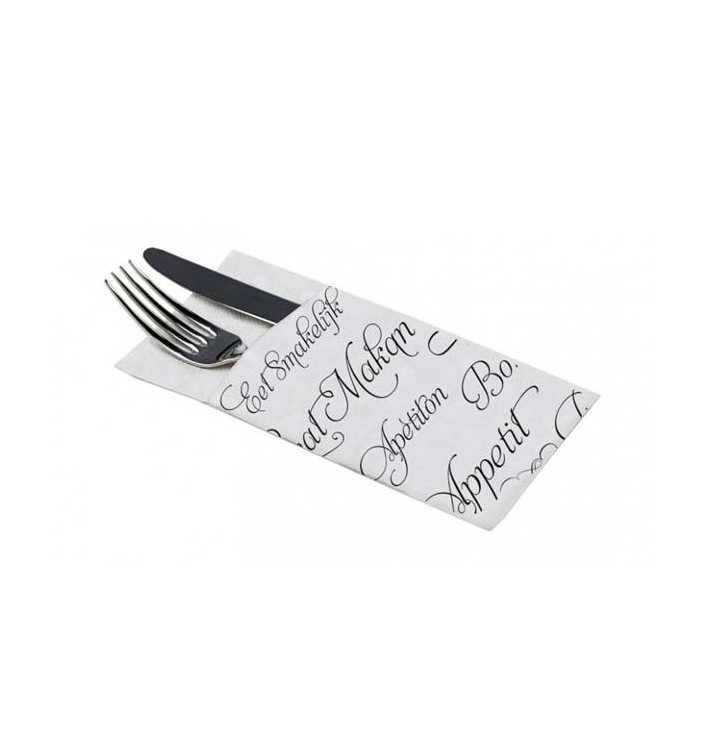 Pocket Fold Paper Napkins "Enjoy your meal" 40x40cm (30 Units) 