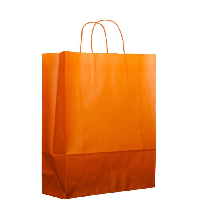 Torby Papierowe Orange z Uchwytami 100g 25+11x31cm (200 Sztuk) Torby Papierowe Orange z Uchwytami 100g 25+11x31cm (200 Sztuk)
